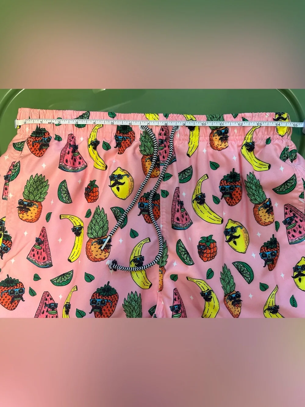 Boardies Apparel Pink Tropical Fruit Swim Trunks Men’s Large Funny Swim Shorts